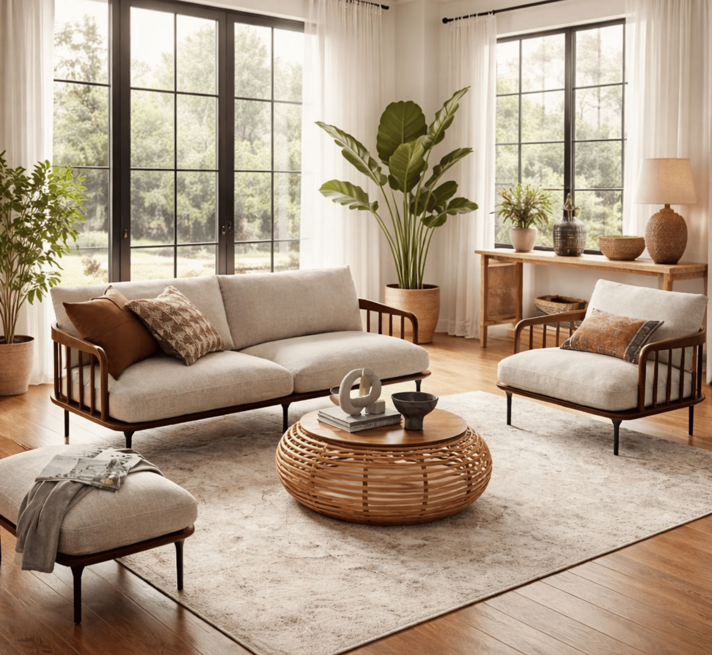 Gharaana Sofas Valenor Plush Wooden Upholstered Sofa Set