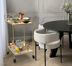Gharaana Trolleys Panache 2-Tier White Marble Serving Trolley