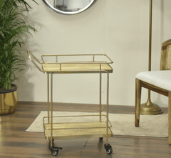 Gharaana Trolleys Panache 2-Tier Wooden Shelving Serving Trolley