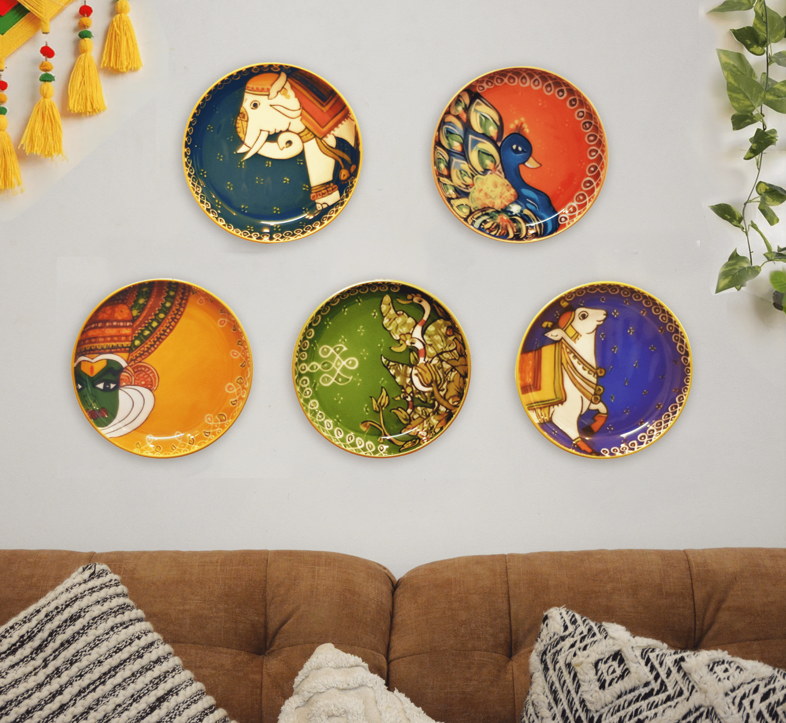 Gharaana Wall Decor Culture Pack of 5 Wall Plates