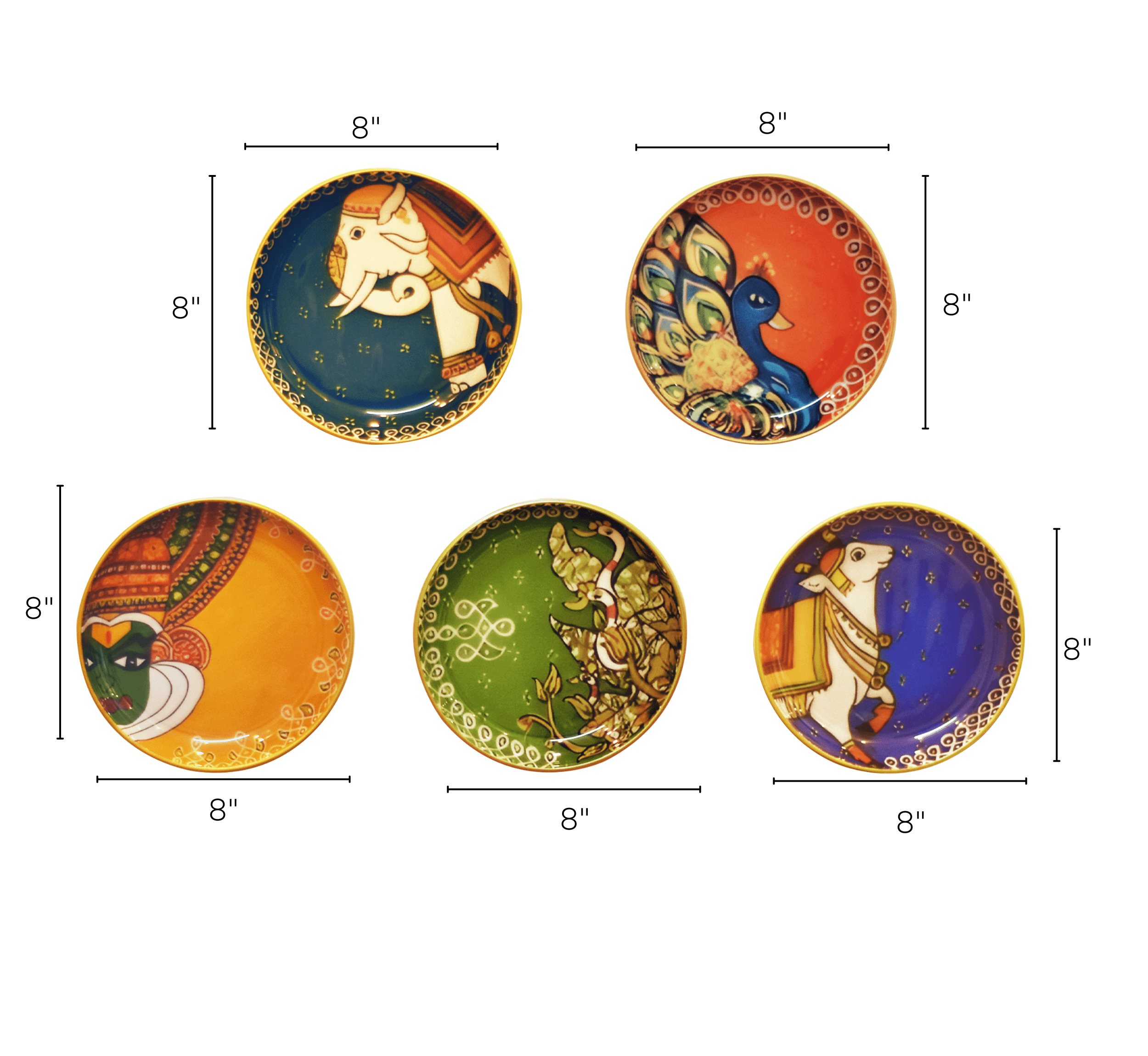 Gharaana Wall Decor Culture Pack of 5 Wall Plates
