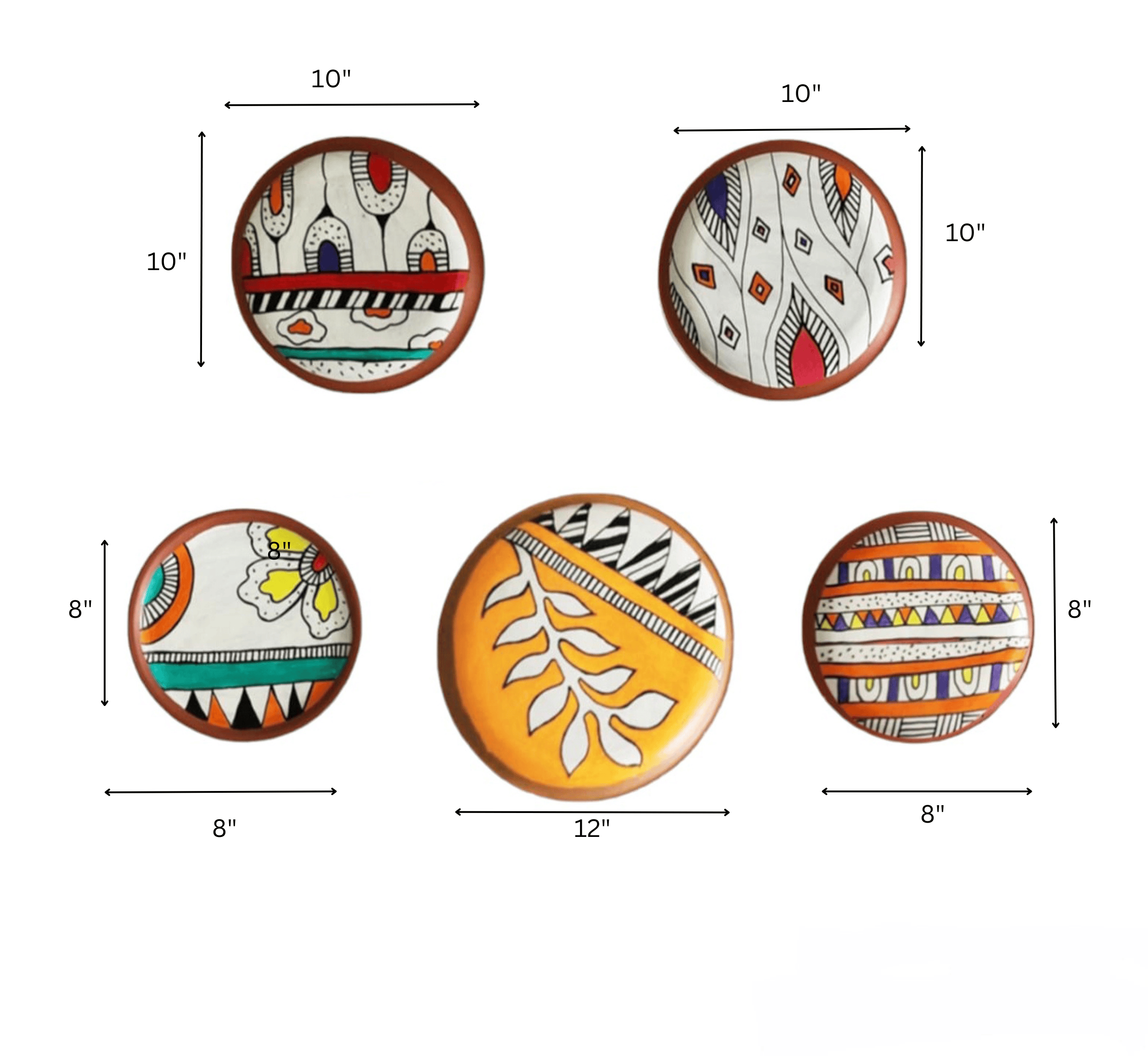 Gharaana Wall Decor Kala Pack of 5 Wall Plates
