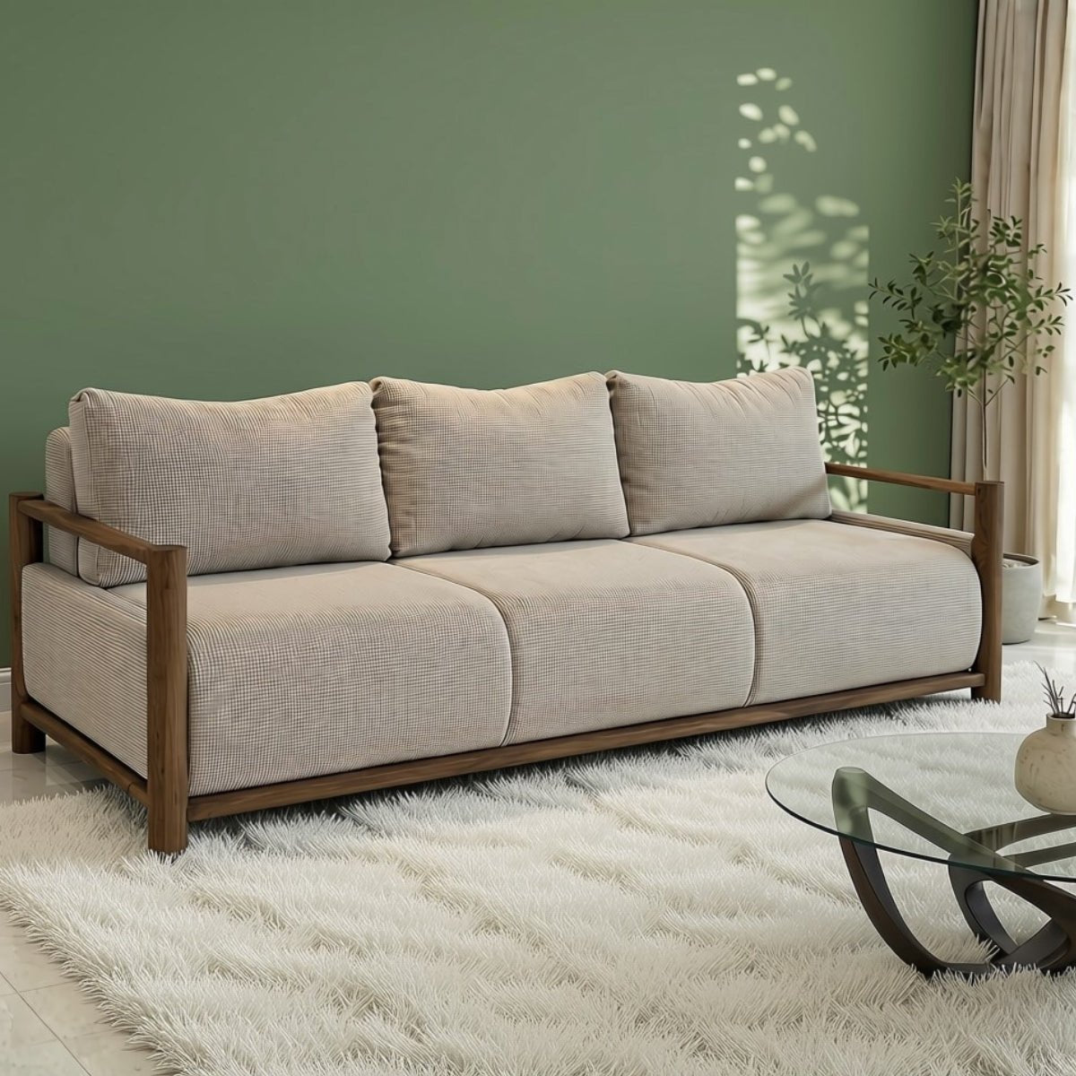 Estelle Custom Wooden Upholstered Sofa - Sofas - Gharaana